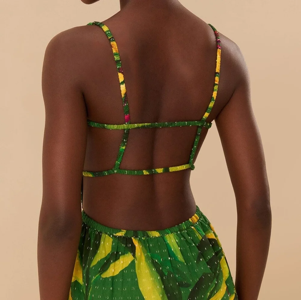 FARM Rio green banana aquarela midi dress - Picture 6 of 9